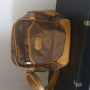 Vintage Samsonite Brown & Camel Square Messenger Satchel Bag.